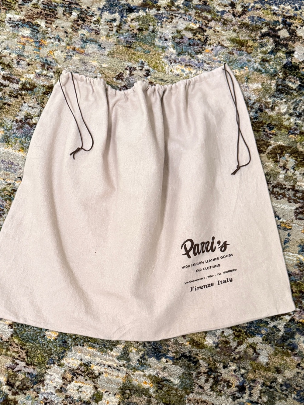 Parris Beige Drawstring Tote Dust Bag Italy Large